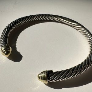 David Yurman Cable Classics Bracelet in Sterling Silver w/ 14K Yellow Gold Domes